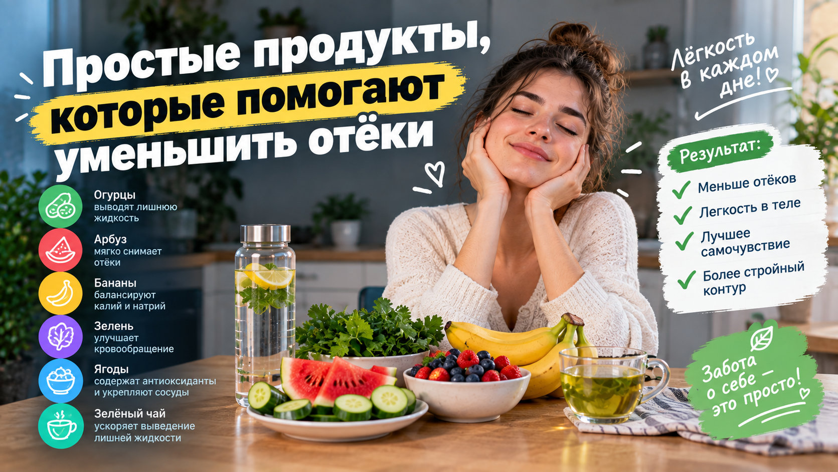 Продукты, которые помогают уменьшить отёки