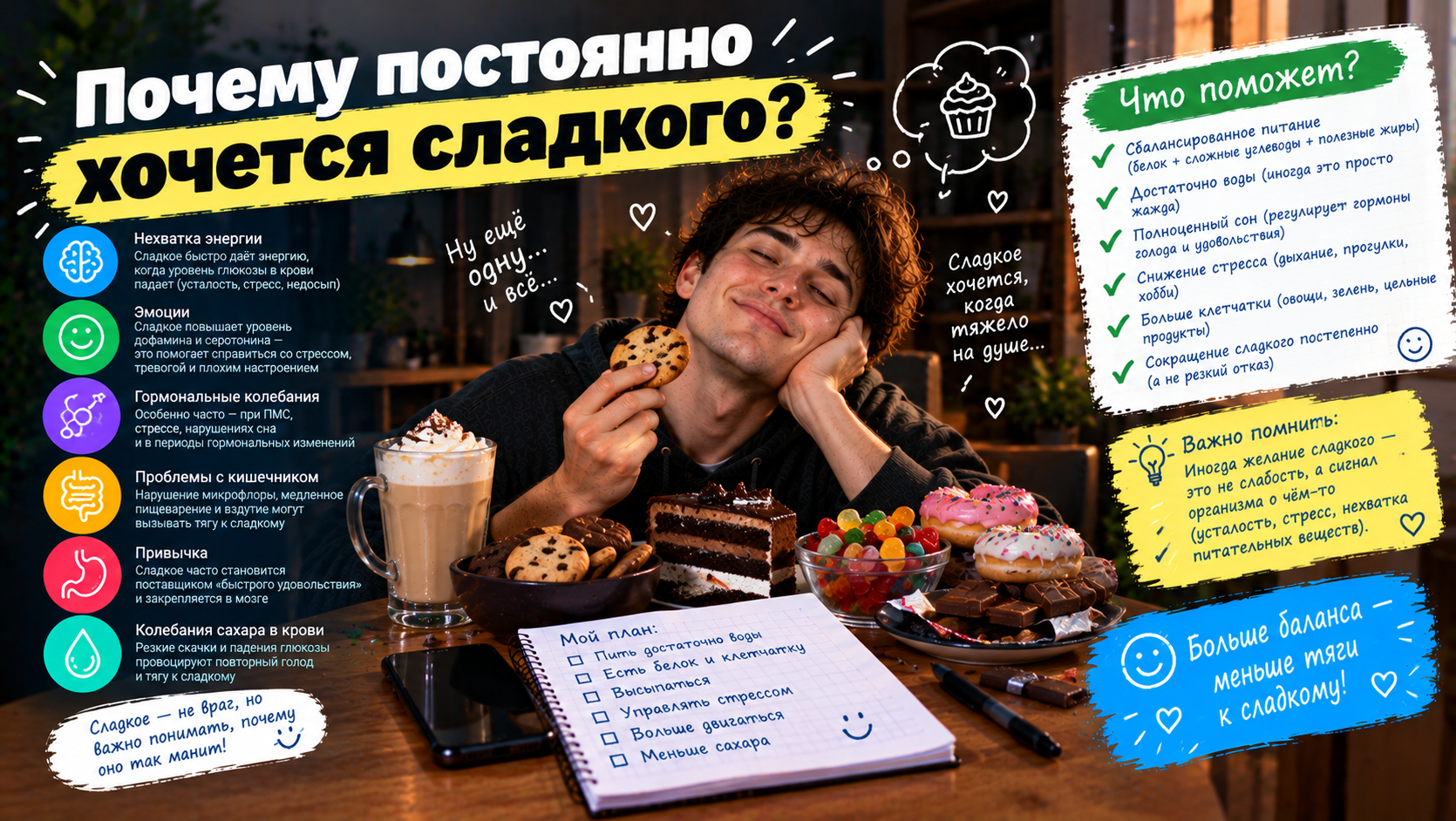 Почему постоянно хочется сладкого — причины тяги к конфетам и шоколаду